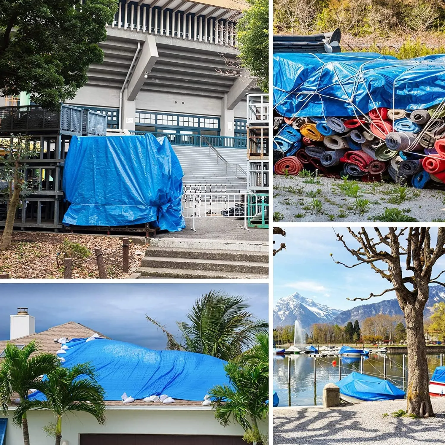 Large Tarp, Tarps Heavy Duty Waterproof 20x40, Waterproof Plastic Poly 16 Mil Thick Tarpaulin with Metal Grommets Every 19.5 Inches - Emergency Rain Shelter, Outdoor Cover, and Camping Use