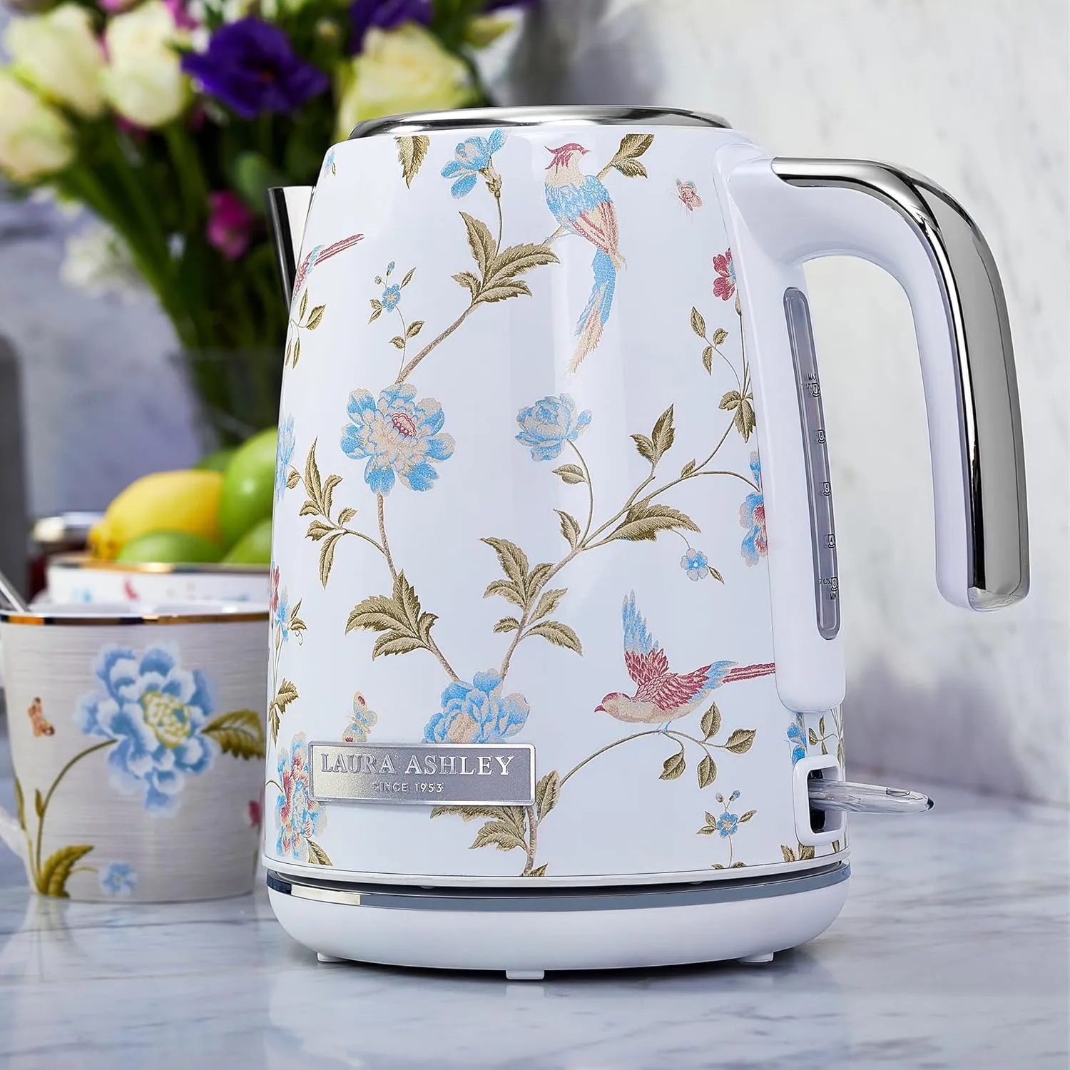 Laura Ashley Stainless Steel Electric Kettle 1.7 Liter - 1500W Rapid Boil Electric Kettles for Boiling Water - Electric Tea Kettles Automatic Shut Off - Overheat & Boil Dry Protection Jug Kettle