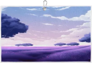 Lavender Field Golf Towel with Heavy Duty Carabiner Ultra Absorbent Quick Dry Perfect for Cleaning Clubs Balls Gear Essential Golf Accessory for Men Women Kids