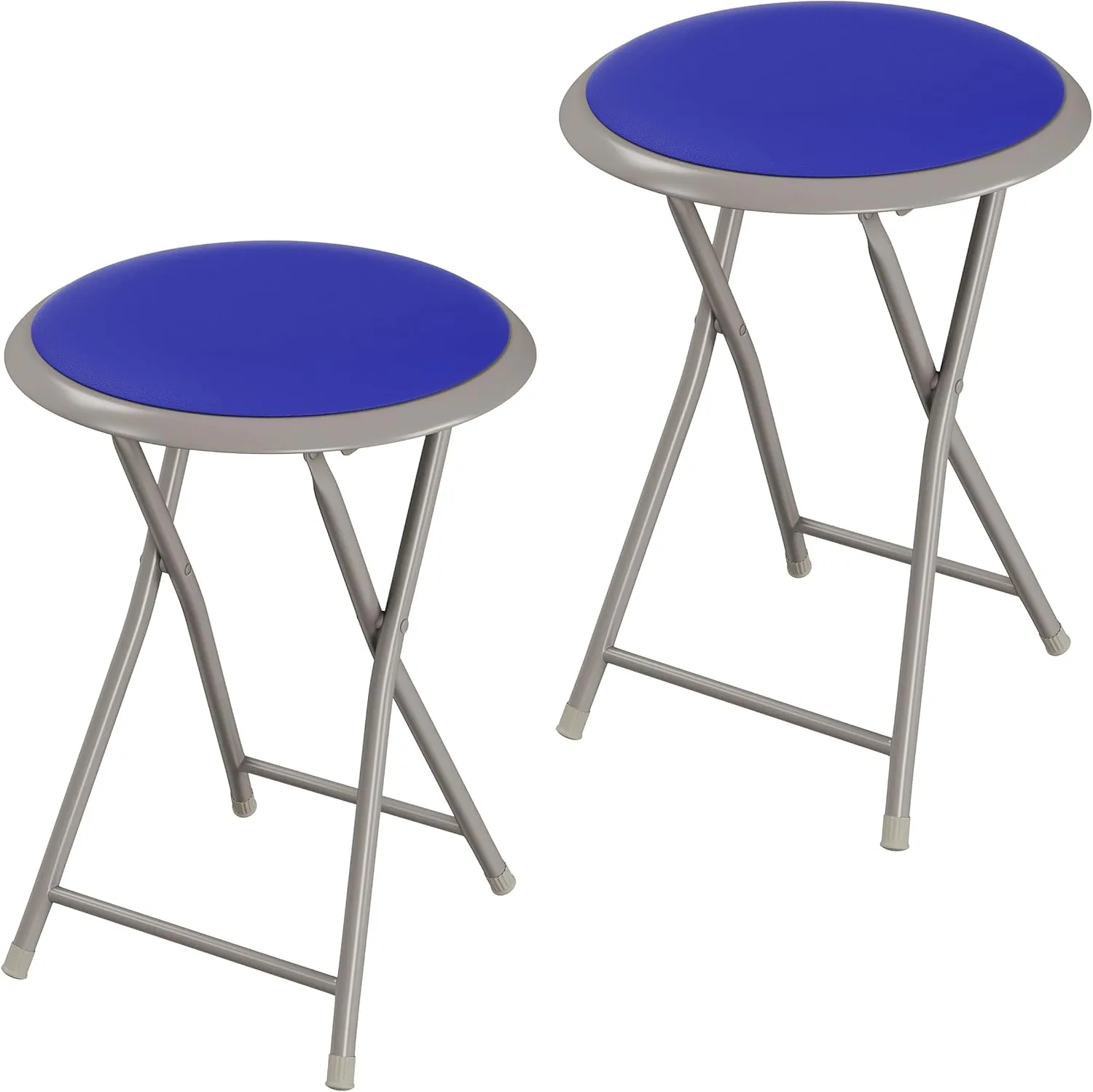 Lavish Home Folding Stool Set - Set of 2 Heavy Duty 18-Inch Stools with 225lb Capacity for Kitchen, Dorm, or Rec Room - Portable Stools for Adults (Blue)