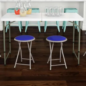 Lavish Home Folding Stool Set - Set of 2 Heavy Duty 18-Inch Stools with 225lb Capacity for Kitchen, Dorm, or Rec Room - Portable Stools for Adults (Blue)