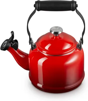 Le Creuset Enamel On Steel Demi Tea Kettle with Metal Finishes, 1.25 qt, Cerise