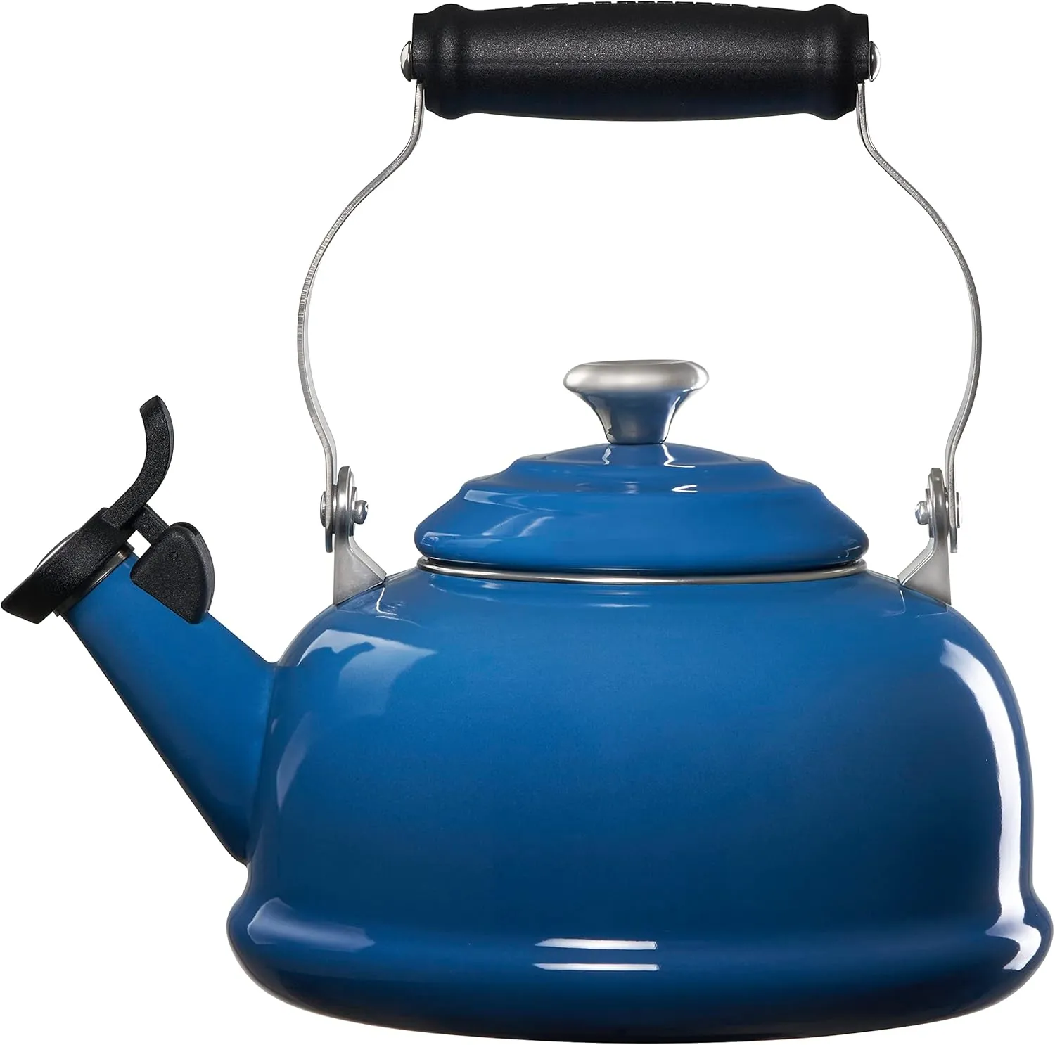 Le Creuset Enamel On Steel Whistling Tea Kettle with Metal Finishes, 1.7 qt., Marseille