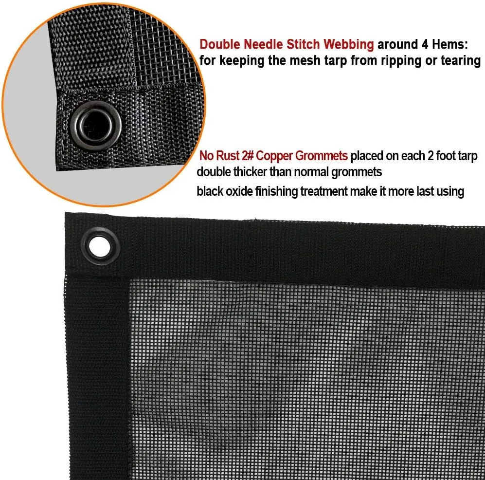 Leaveshade Dump Truck Mesh Tarp 7'X14'-Tentproinc Heavy Duty Cover with 6'' Pocket, No Rust Thicker Copper Eyelets, Reinforced Double Stitch Webbing Ripping Tearing Stop, Zip Bag Packed