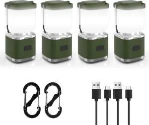 LED Camping Lantern Rechargeable, 2000LM Small Camping Lights Lantern with Redlight&20Hours Runtime&Stepless Dimming, Hurricane Emergency Lights for Power Outages, Waterproof, Camping Essentials,4pcs