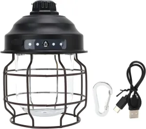 LED Camping Lantern Retro Style Portable and Rechargeable for Home Camping and Outdoor Emergency Use Ideal for Outdoor Enthusiasts Who Seek A Blend of Style and Functional (Black)