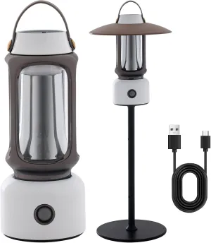 LED Camping Lantern USB Rechargeable, Upgrade Telescopic Rod Waterproof Tent Light, 5 Light Modes Portable Ultra Bright Lantern Flashlight with Base Bracket for Emergency