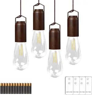 LED Camping Lantern,Rechargeable Retro Metal Camp Light,Battery Powered Hanging Vintage Lamp ,Portable Waterpoor Outdoor Tent Bulb, Emergency Lighting for Power Failure,Outages