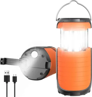 LED Camping Light 5000ma Solar Powered/ Hand Crank/ USB-C Rechargeable Camping Lights, Rechargeable Flashlight Portable Survival Light Waterproof for Emergency Home Power outages Failure