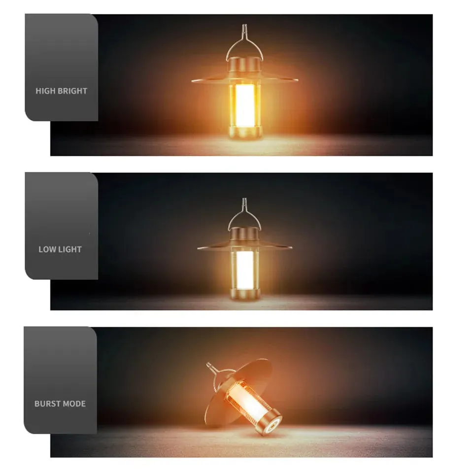 LED Lighting Lantern WaterproofHook Camping Tent Lights USB Charging Led Flashlights Camp SuppliesMagnetic