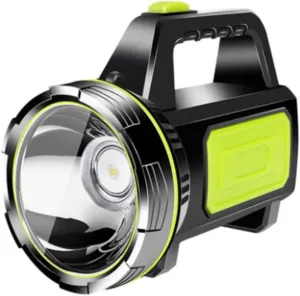 Led -Range Spotlight Lantern Rechargeable Torch with Sidelamp for Outdoor Camping Illumination Material Portable for Emergency Use