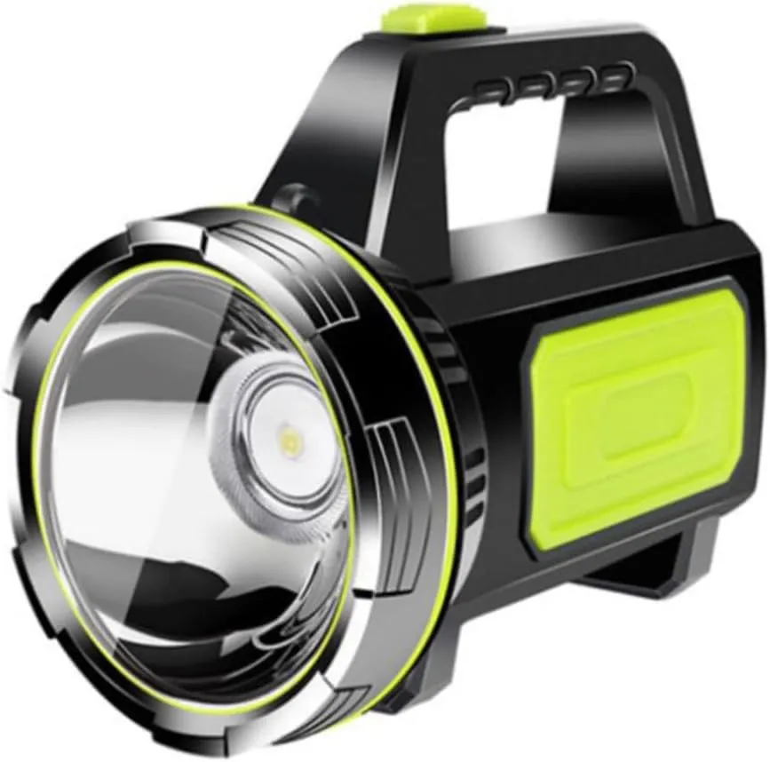 Led -Range Spotlight Lantern Rechargeable Torch with Sidelamp for Outdoor Camping Illumination Material Portable for Emergency Use