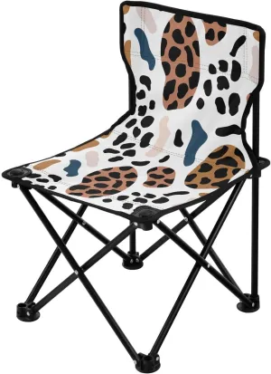 Leopard Print Collapsible Camping Chair Ultra-Lightweight Backpacking Chair Carry Bag Included Lawn Chair for Camp Ice Fishing