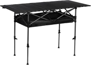 Lightweight Aluminum Folding Camping Table (47" x 21.65" x 26.7") – Foldable Outdoor Camp Table with Adjustable Height, Storage Mesh, and Carry Bag – Portable Picnic Table for Beach, BBQ