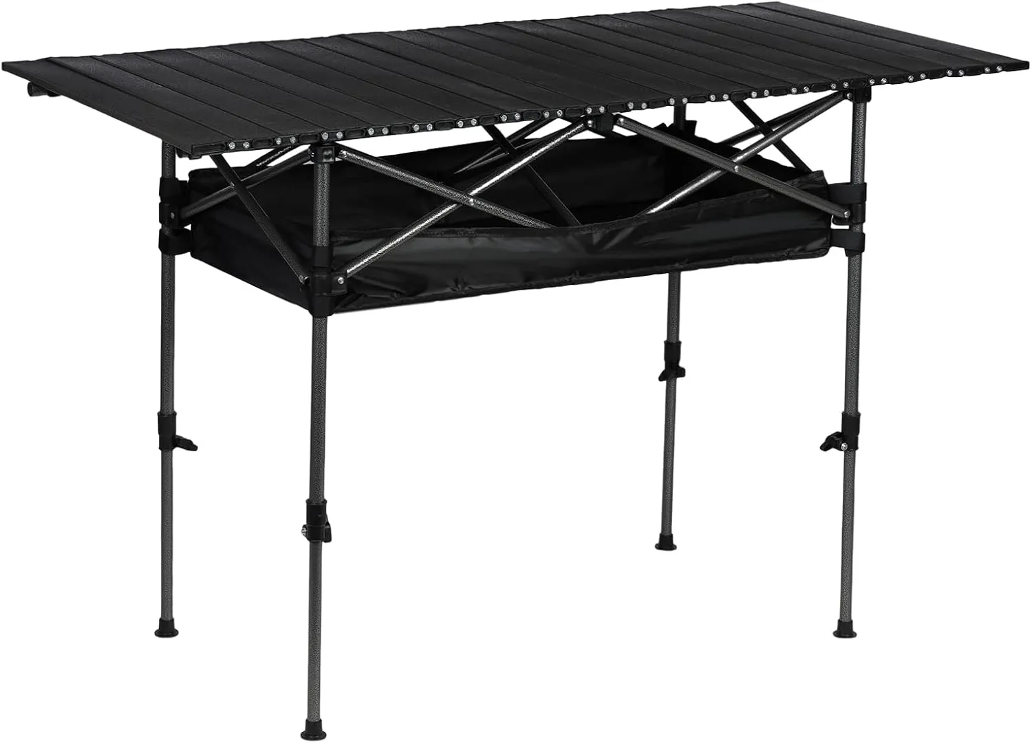 Lightweight Aluminum Folding Camping Table (47" x 21.65" x 26.7") – Foldable Outdoor Camp Table with Adjustable Height, Storage Mesh, and Carry Bag – Portable Picnic Table for Beach, BBQ