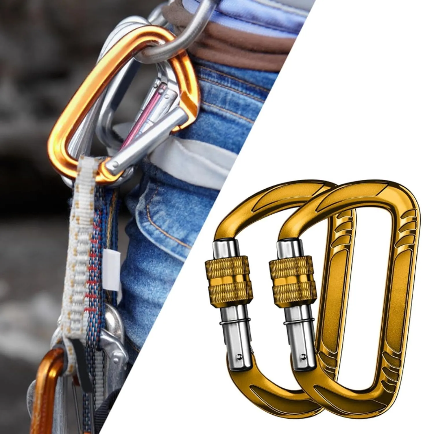 Locking Carabiner Clip Key Chain Keyring Supplies Versatile D Lock Hardware Hook for Dog Leash Hammock Outdoor Sports