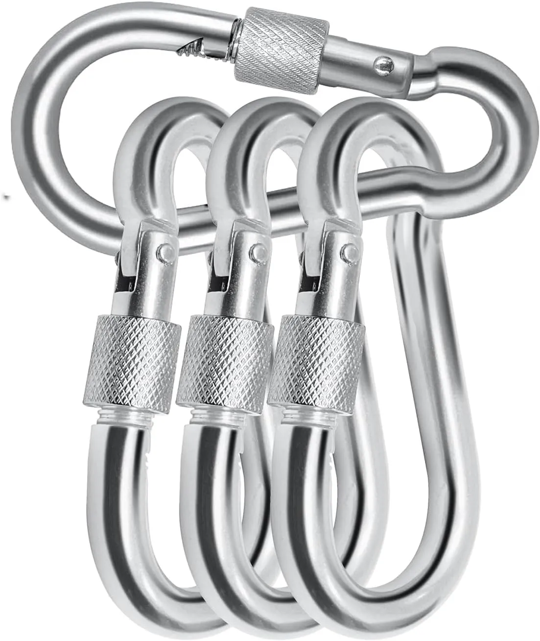 Locking Carabiner Clips, Stainless Steel Spring Snap Hook Locking Carabiner Heavy Duty - 304 Premium Stainless Steel Thumb Screw Carabiner Clip