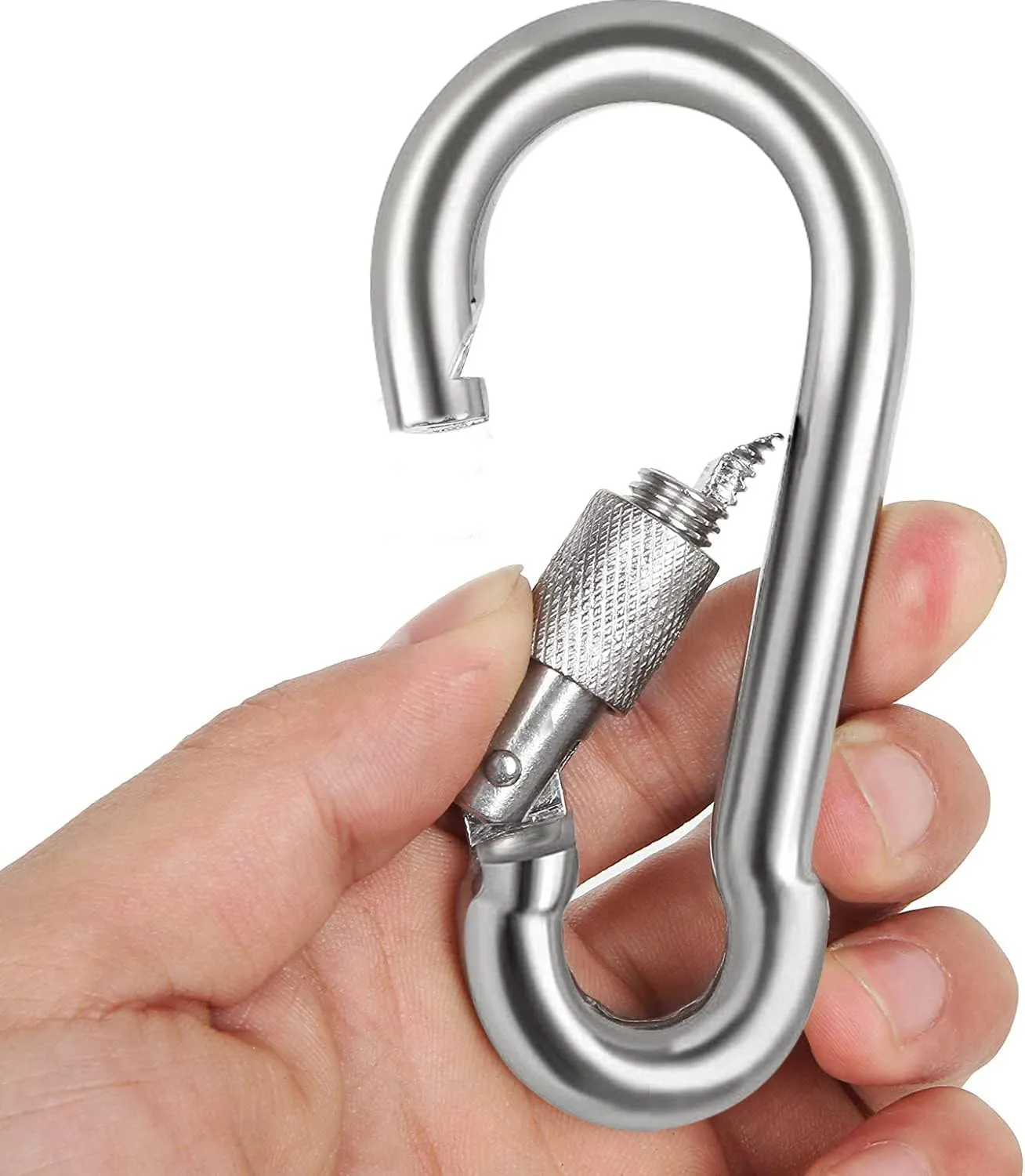 Locking Carabiner Clips, Stainless Steel Spring Snap Hook Locking Carabiner Heavy Duty - 304 Premium Stainless Steel Thumb Screw Carabiner Clip