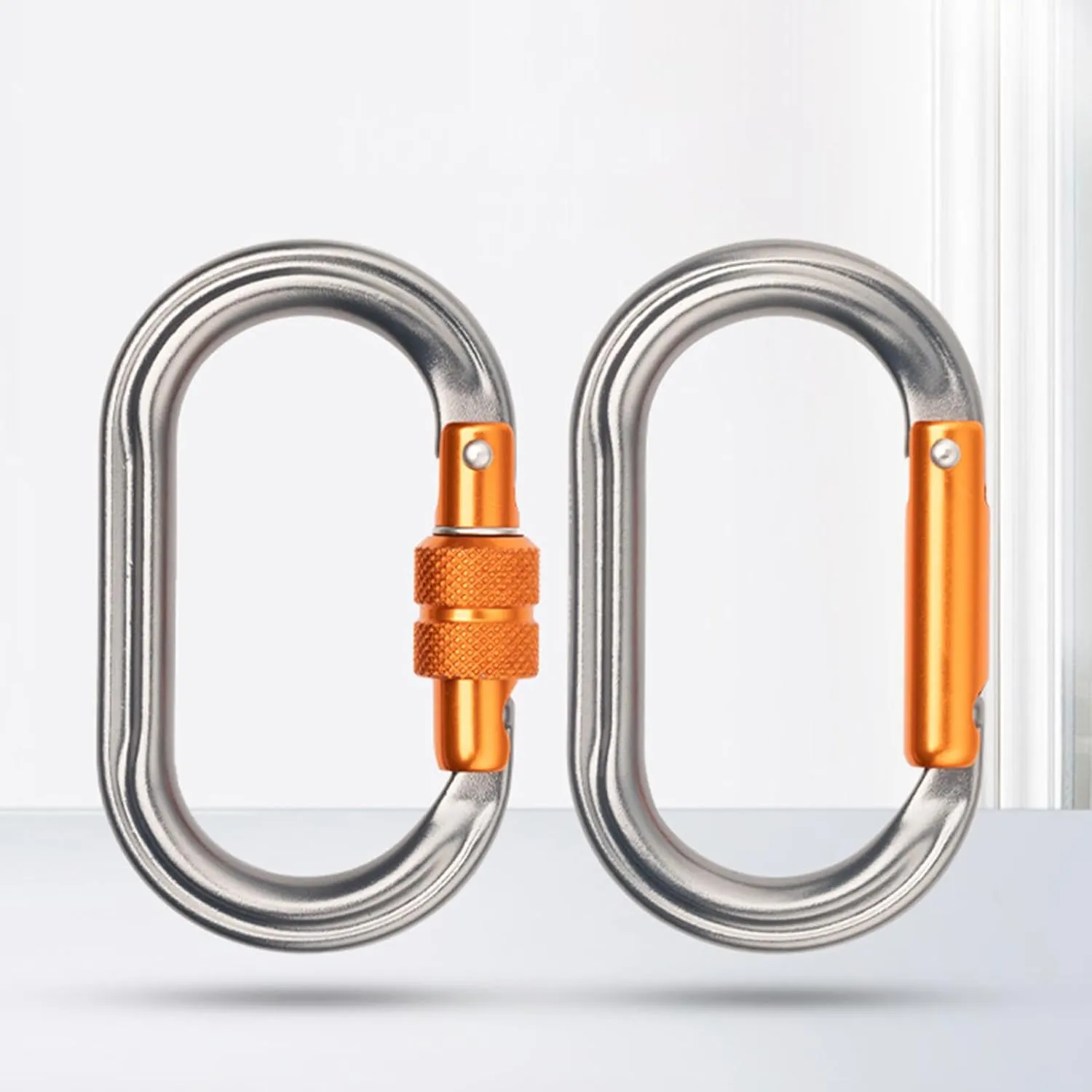 Locking Climbing Carabiner Clip Oval Screw Gate Locking Carabiner for Rock Climbing, Rappelling, and Mountaineering