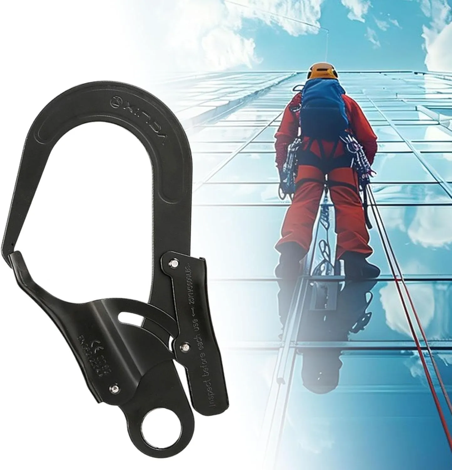 Locking Snap Hook Self Locking Carabiner Hardware Alloy Steel Heavy Duty Sturdy Clip Spring Snap Hook for Downhill Climbing