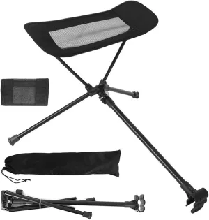 Longzhuo Outdoor Universal Camping Foot Rest Portable Folding Retractable Footrest Leg Rest Camping Chair Kit for Reclining Swing Moon Beach Hiking Fishing, Aluminum(Black)