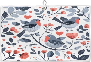 Love Branches Birds Golf Towel with Heavy Duty Carabiner Clip Quick Dry Ultra Absorbent Club Ball Cleaning Towel Golf Accessories for Men Women