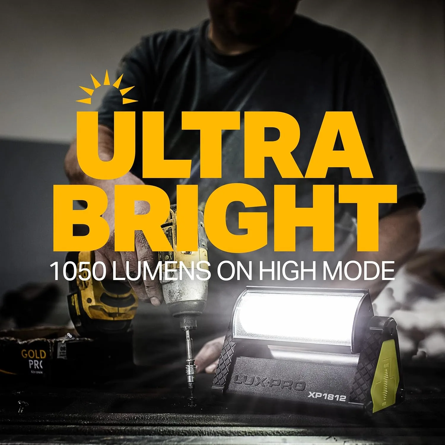 LUXPRO Pro Series 1050 Lumen Directional Pivoting Work Light - Battery Powered Work Light for Up to 35 Hours of Use - Portable Light for Camping, Garage, and More
