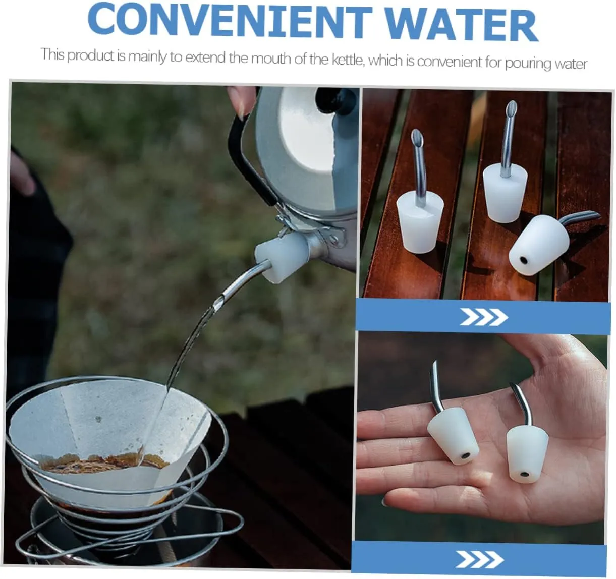 Luxshiny 5pcs Outdoor Kettle Pourer Portable Stainless Steel Extension Spout for Camping Travel Safe Design Accessory for Outdoor Enthusiasts Compact Convenient