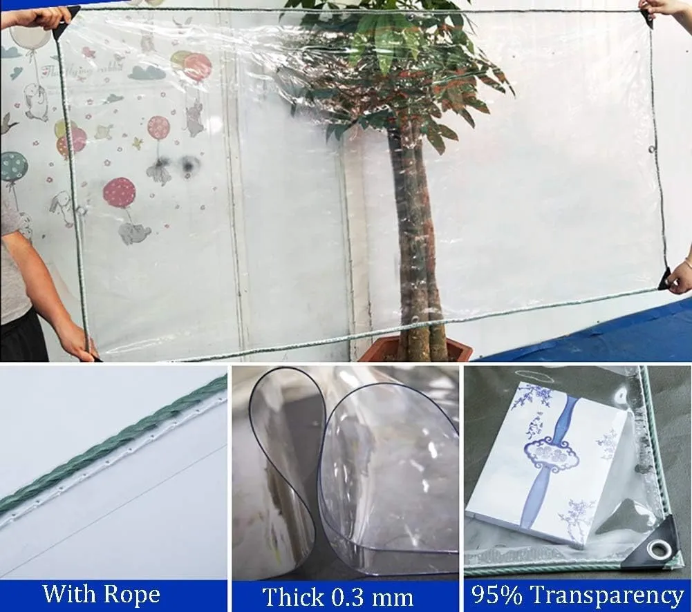 LXB Outdoor Multipurpose Tarpaulin-Tarpaulin Waterproof Transparent Heavy Duty Tarps Outdoor Ground Sheet Cover, Window Garden Canopy with Eyelets, 11-Mil,1Mx1.5M