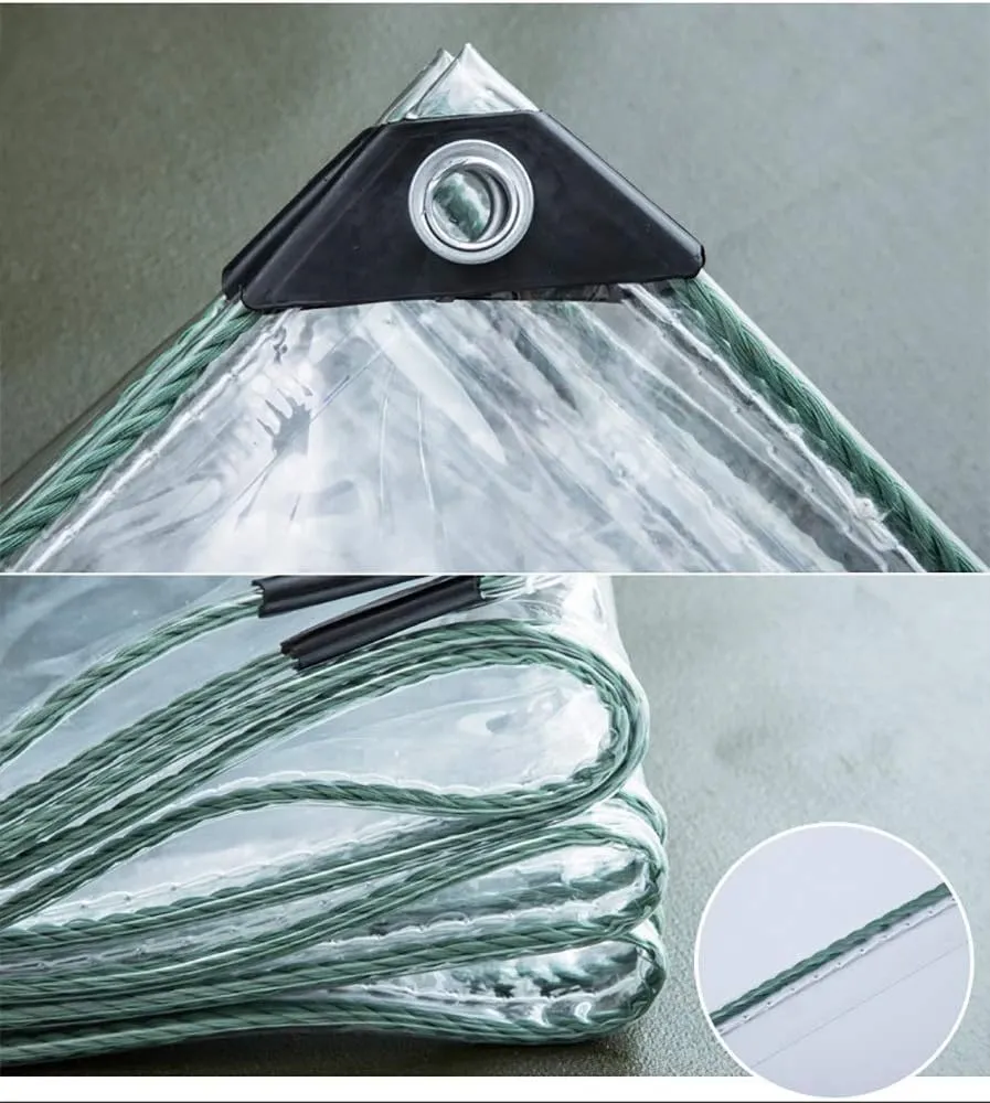 LXB Outdoor Multipurpose Tarpaulin-Tarpaulin Waterproof Transparent Heavy Duty Tarps Outdoor Ground Sheet Cover, Window Garden Canopy with Eyelets, 11-Mil,1Mx1.5M