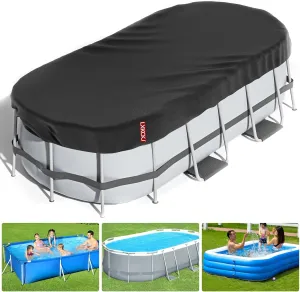 LXKCKJ Rectangular Pool Cover for above Ground Pools, Heavy Duty Winter Cover Ideal for Waterproof and Dustproof (9x18 FT, Black)