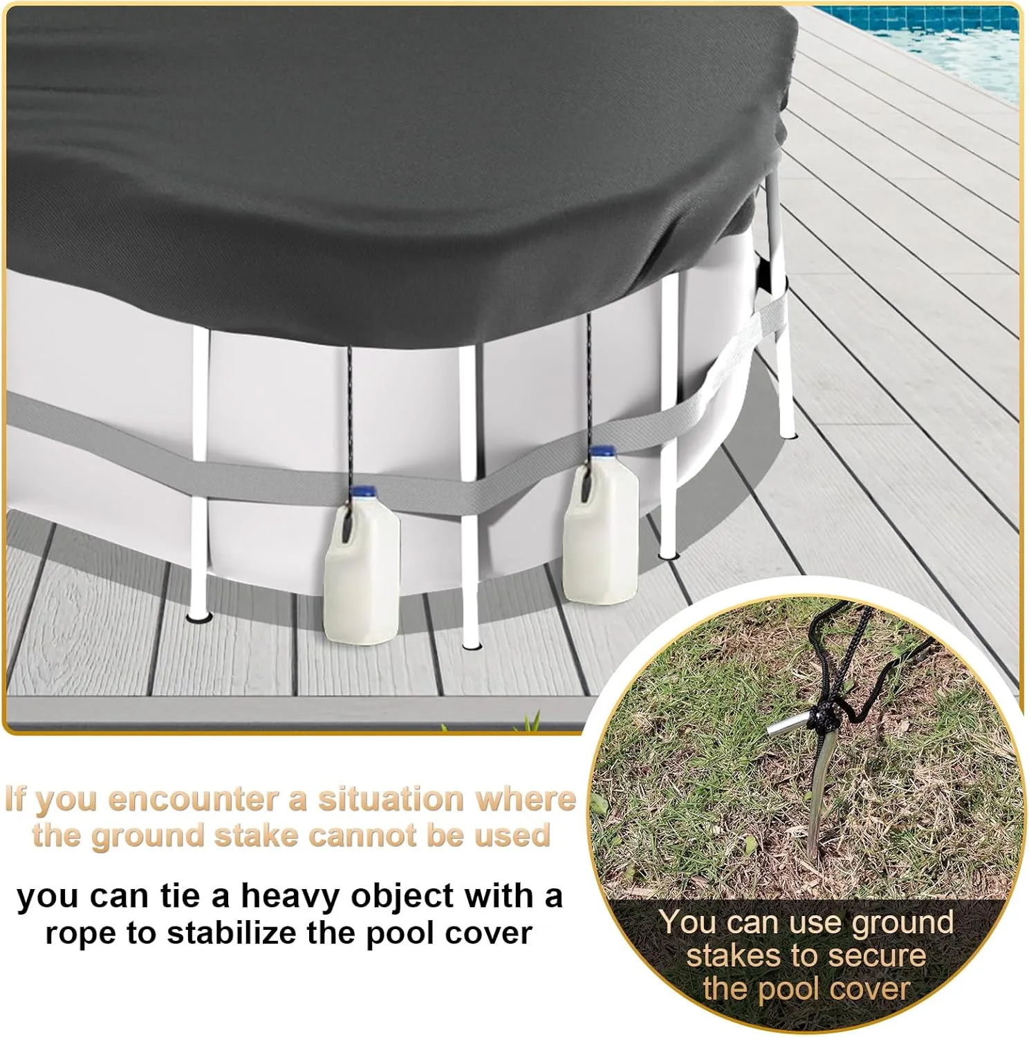 LXKCKJ Rectangular Pool Cover for above Ground Pools, Heavy Duty Winter Cover Ideal for Waterproof and Dustproof (9x18 FT, Black)