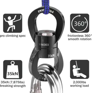 Lyra/Aerial Hoop Swivel Hardware Safest Rotational Device for Web Tree Swing, Therapy Swing, Spinner Hanger, Rock Climbing, Hanging Hammock