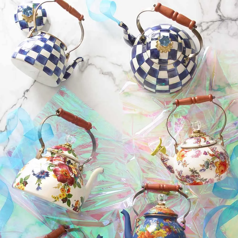 MacKenzie-Childs Flower Market White Tea Kettle, 3 Quart