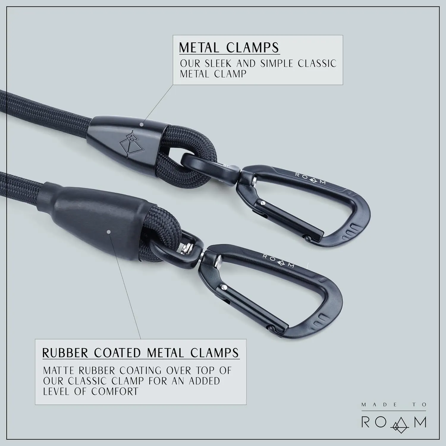 MADE TO ROAM Premium Everyday Leash - Ultra Soft Dog Leash with Aviation Aluminum Carabiner for Small, Medium, Large Dogs - Oregon Haze, 4ft (Metal Clamps)