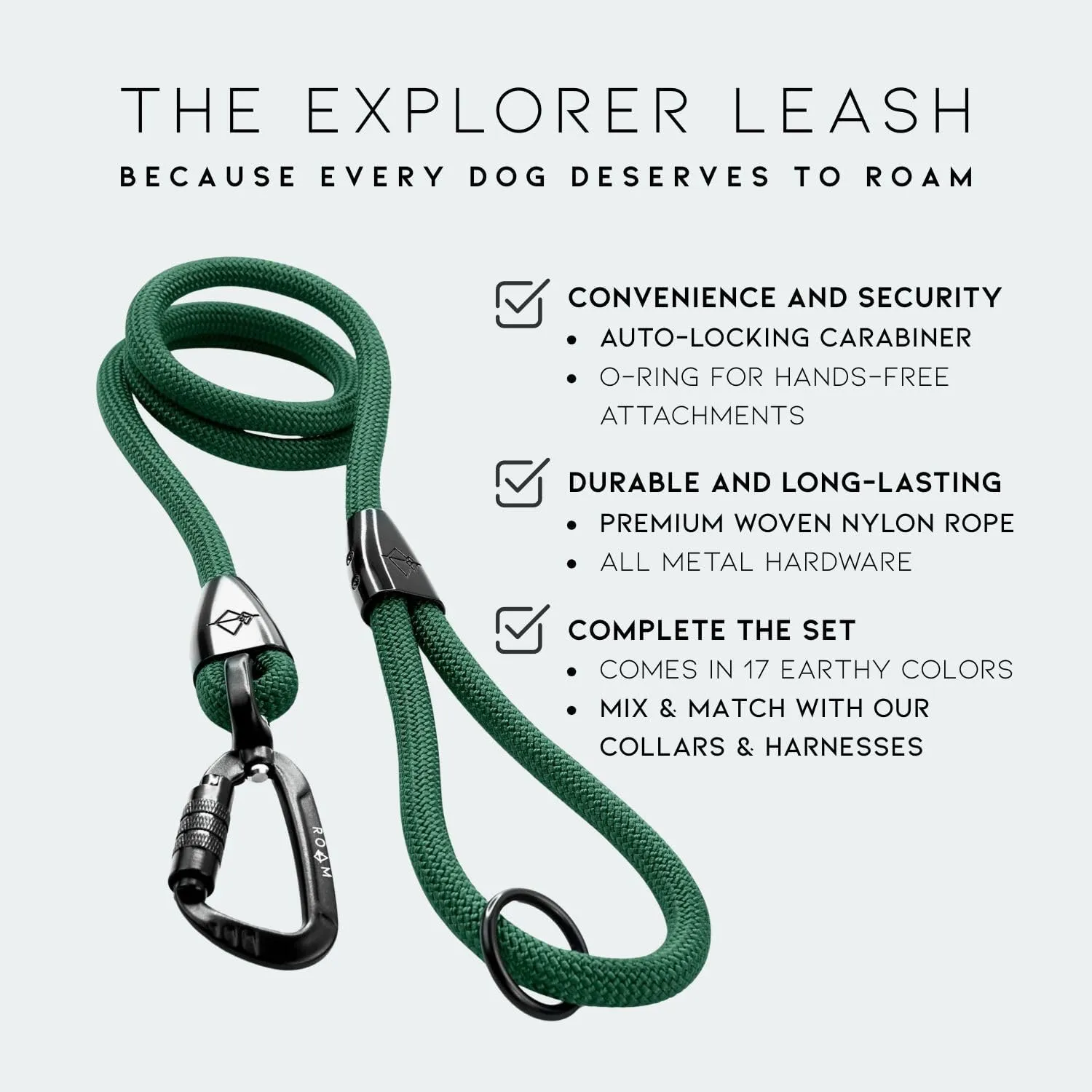 MADE TO ROAM Premium Explorer Leash - Climbing Rope Leash with Autolocking Aviation Aluminum Carabiner - Arizona Heartbeat, 6ft