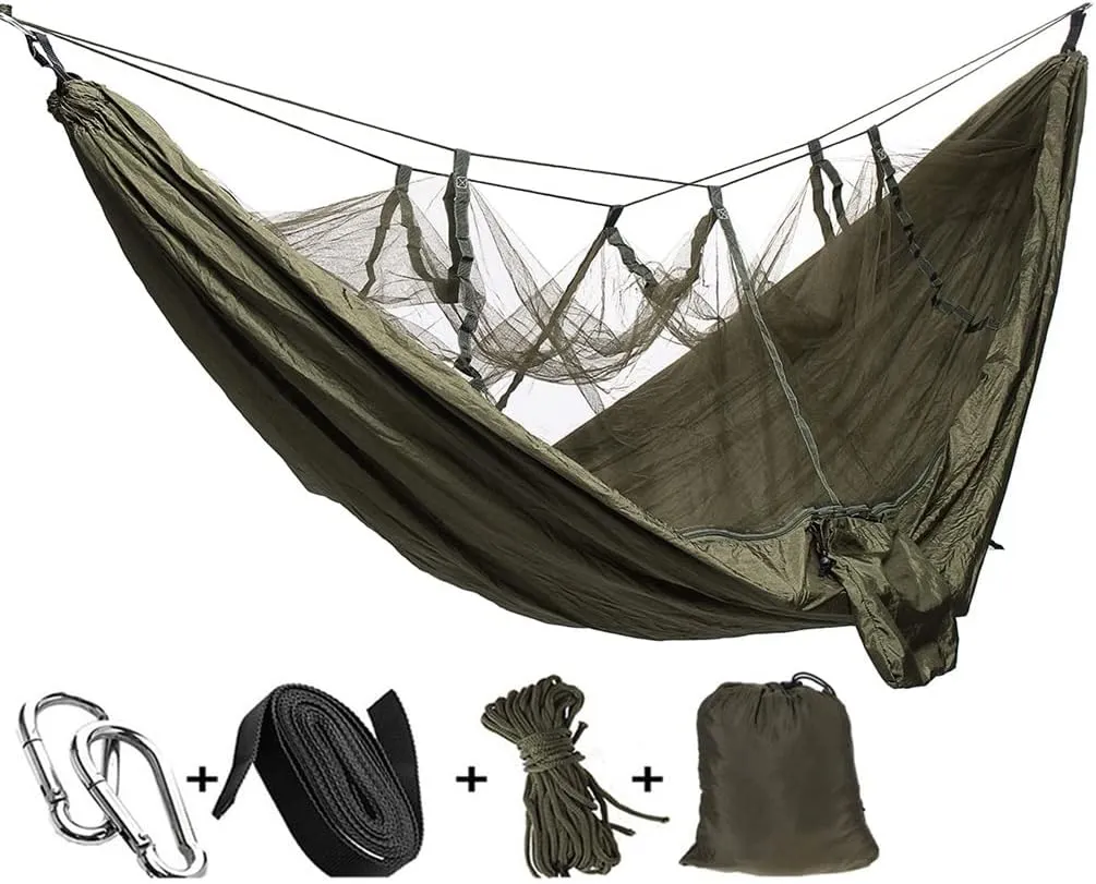 MaGiLL Camping Hammock Beach Swing Bed Hammock with Mosquito for Outdoors Backpacking Survival or Travel (Color : White-Style) (White Style)