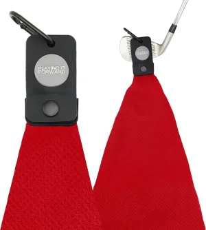 Magnetic Golf Towel with Clip - Waffle Weave Microfiber Towel with Industrial Strength Magnet for Strong Hold to Golf Bag & Cart - Club Cleaner & Golfing Accessories, Red