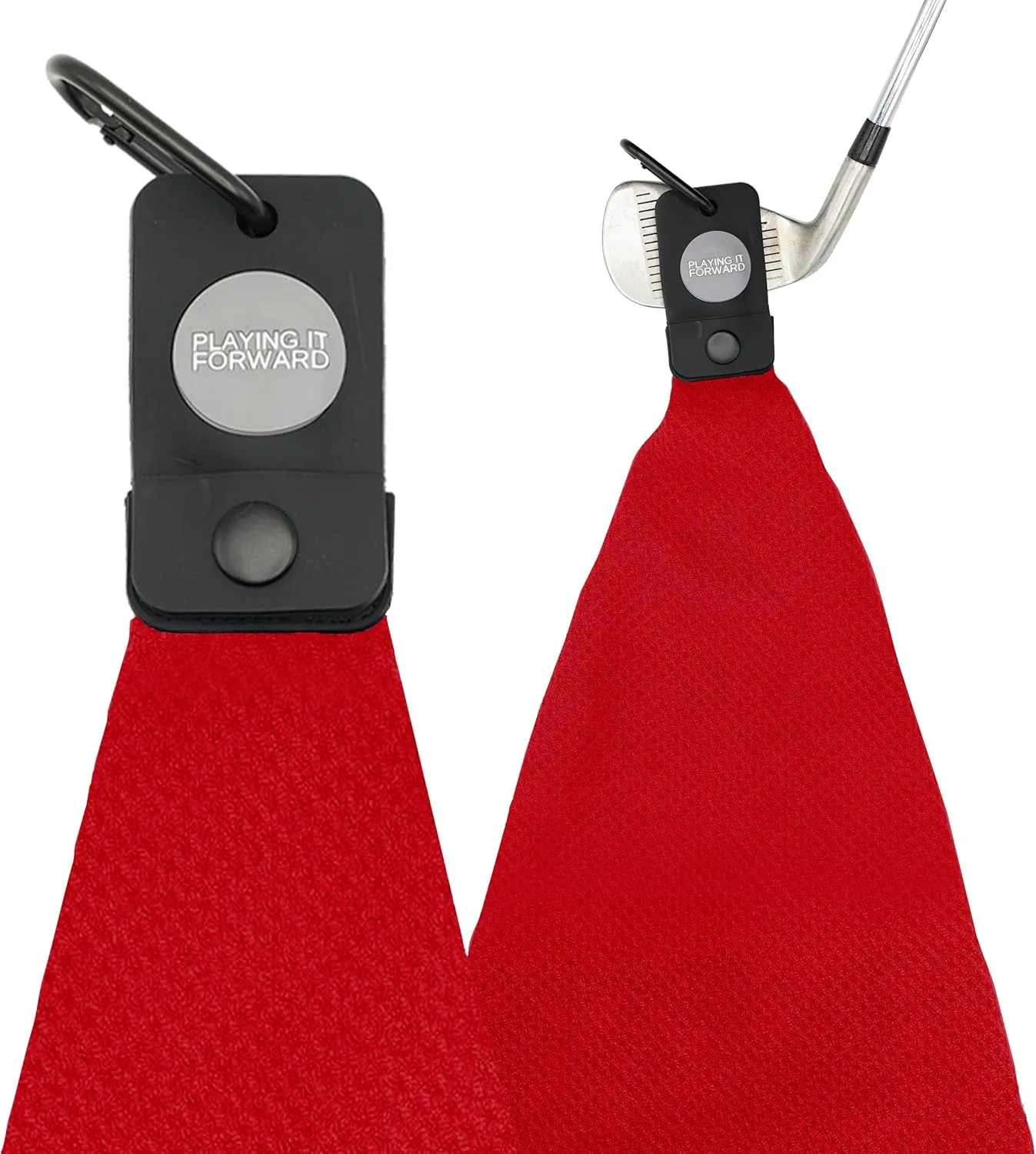 Magnetic Golf Towel with Clip - Waffle Weave Microfiber Towel with Industrial Strength Magnet for Strong Hold to Golf Bag & Cart - Club Cleaner & Golfing Accessories, Red