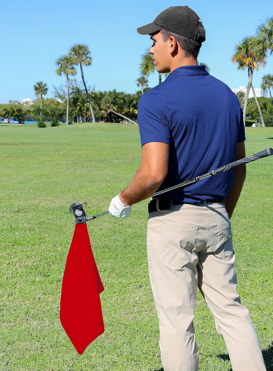 Magnetic Golf Towel with Clip - Waffle Weave Microfiber Towel with Industrial Strength Magnet for Strong Hold to Golf Bag & Cart - Club Cleaner & Golfing Accessories, Red
