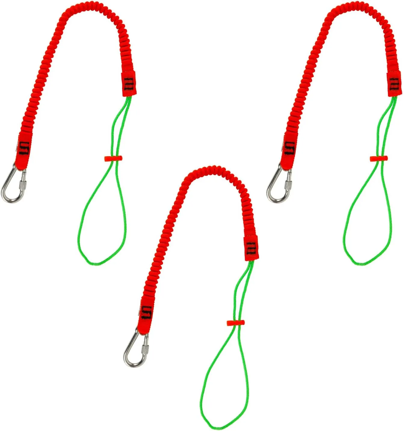 Malta Dynamics Tool Tether Lanyard with Carabiner Attachment, 53" Expansion, Adjustable Loop End
