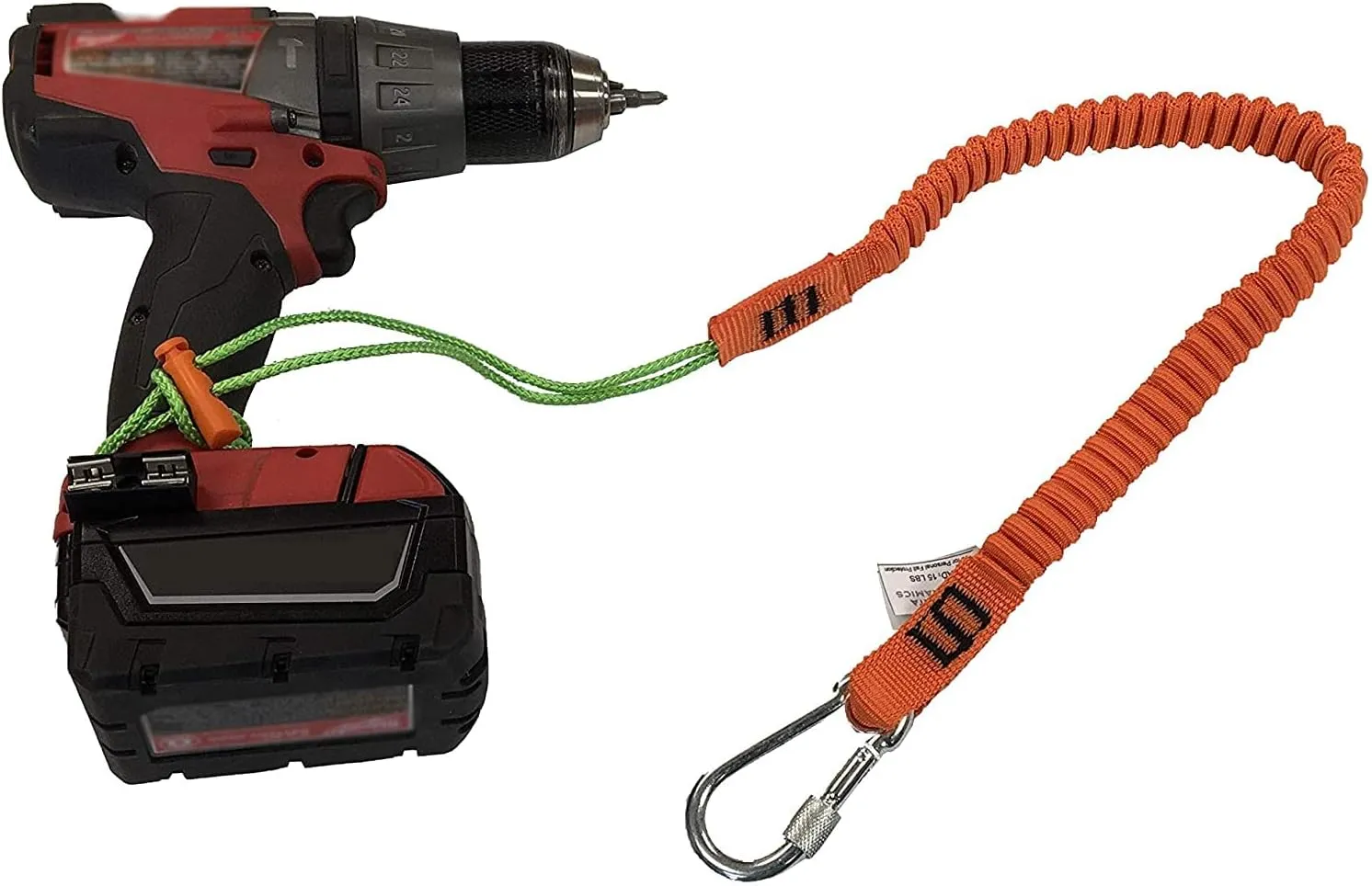 Malta Dynamics Tool Tether Lanyard with Carabiner Attachment, 53" Expansion, Adjustable Loop End