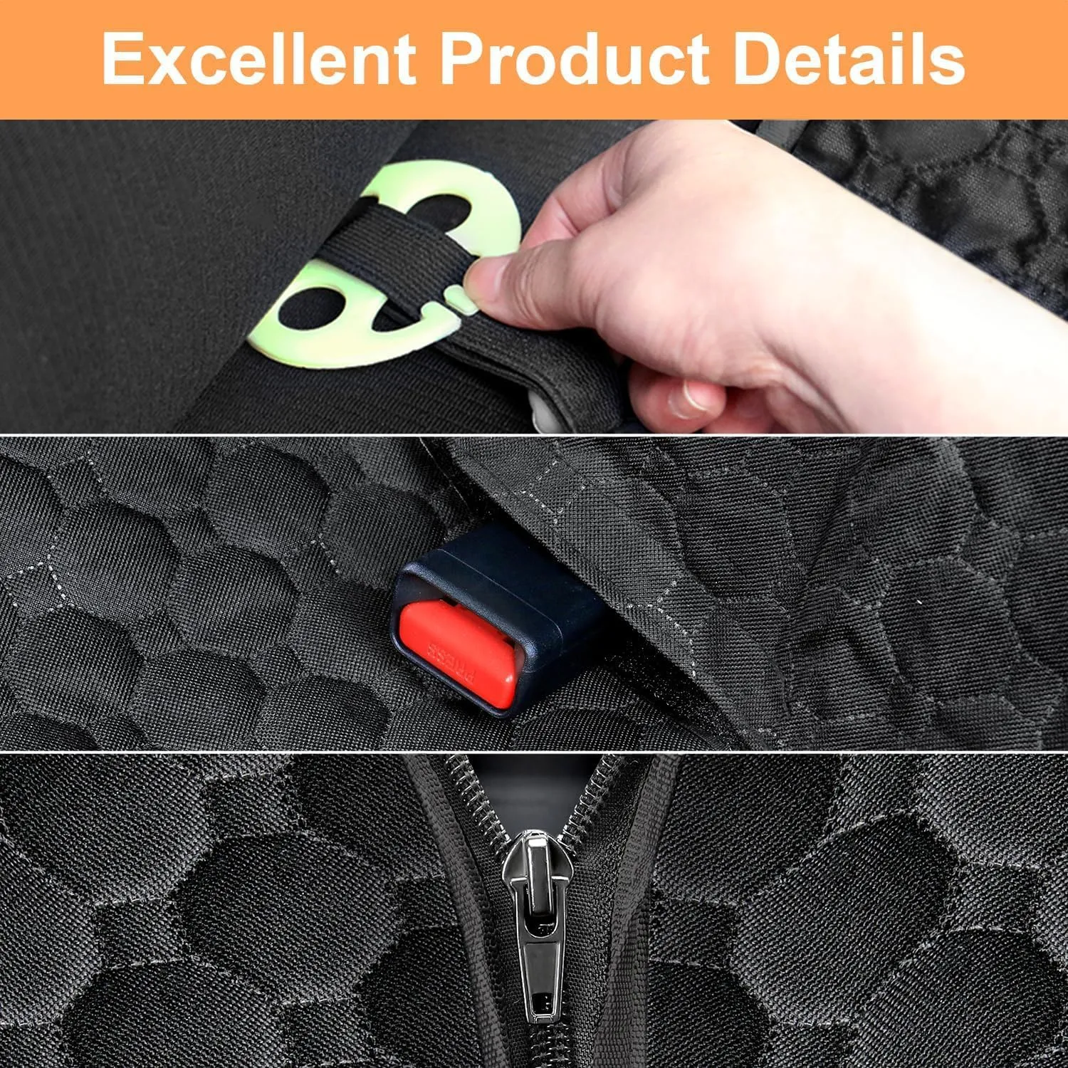 Mancro Dog Car Seat Cover for Back Seat, Waterproof Car Seat Protector for Dogs with Side Flaps, Scratchproof Car Seat Cover, Nonslip Dog Hammock for Sedans, SUVs, X-Large, All Black
