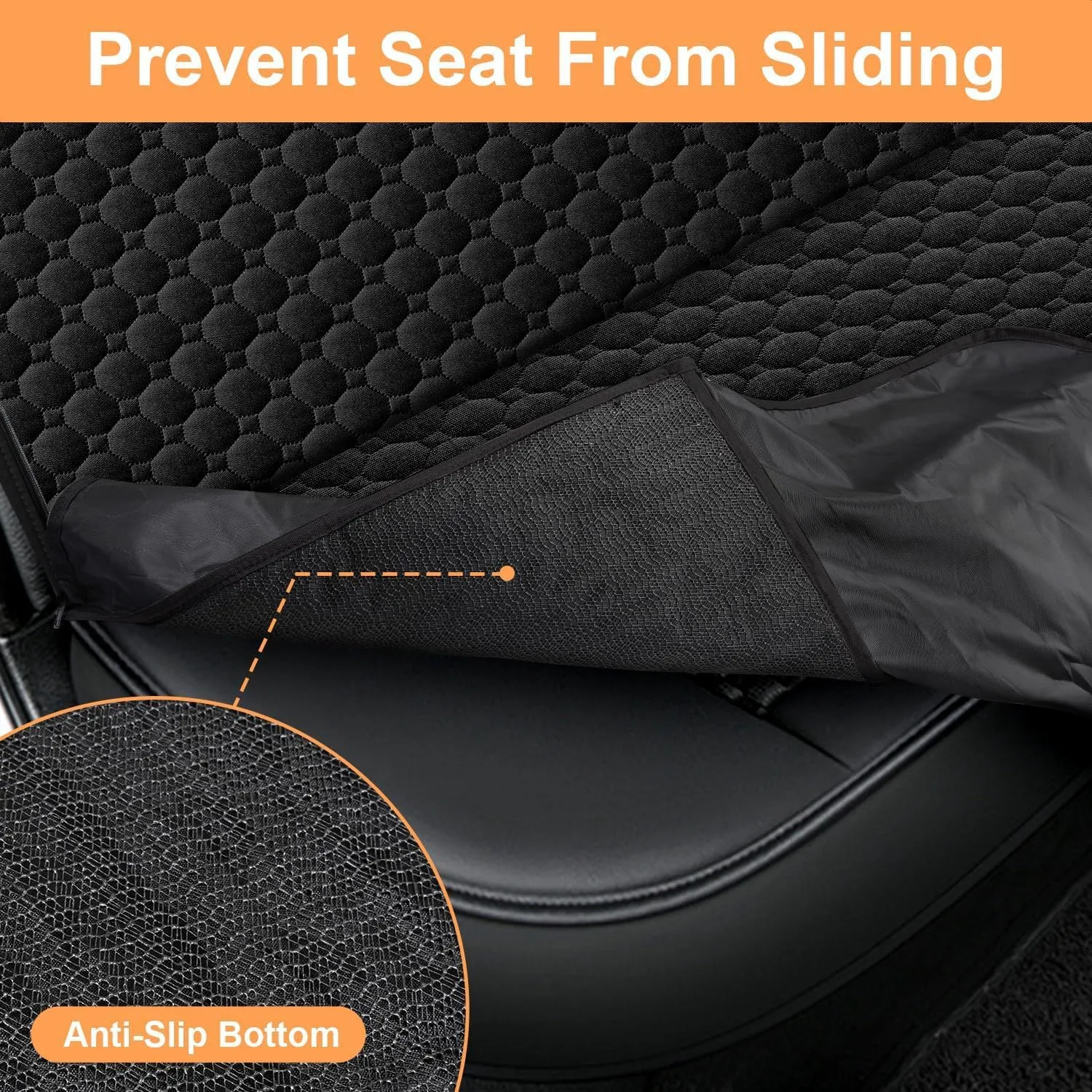 Mancro Dog Car Seat Cover for Back Seat, Waterproof Car Seat Protector for Dogs with Side Flaps, Scratchproof Car Seat Cover, Nonslip Dog Hammock for Sedans, SUVs, X-Large, All Black