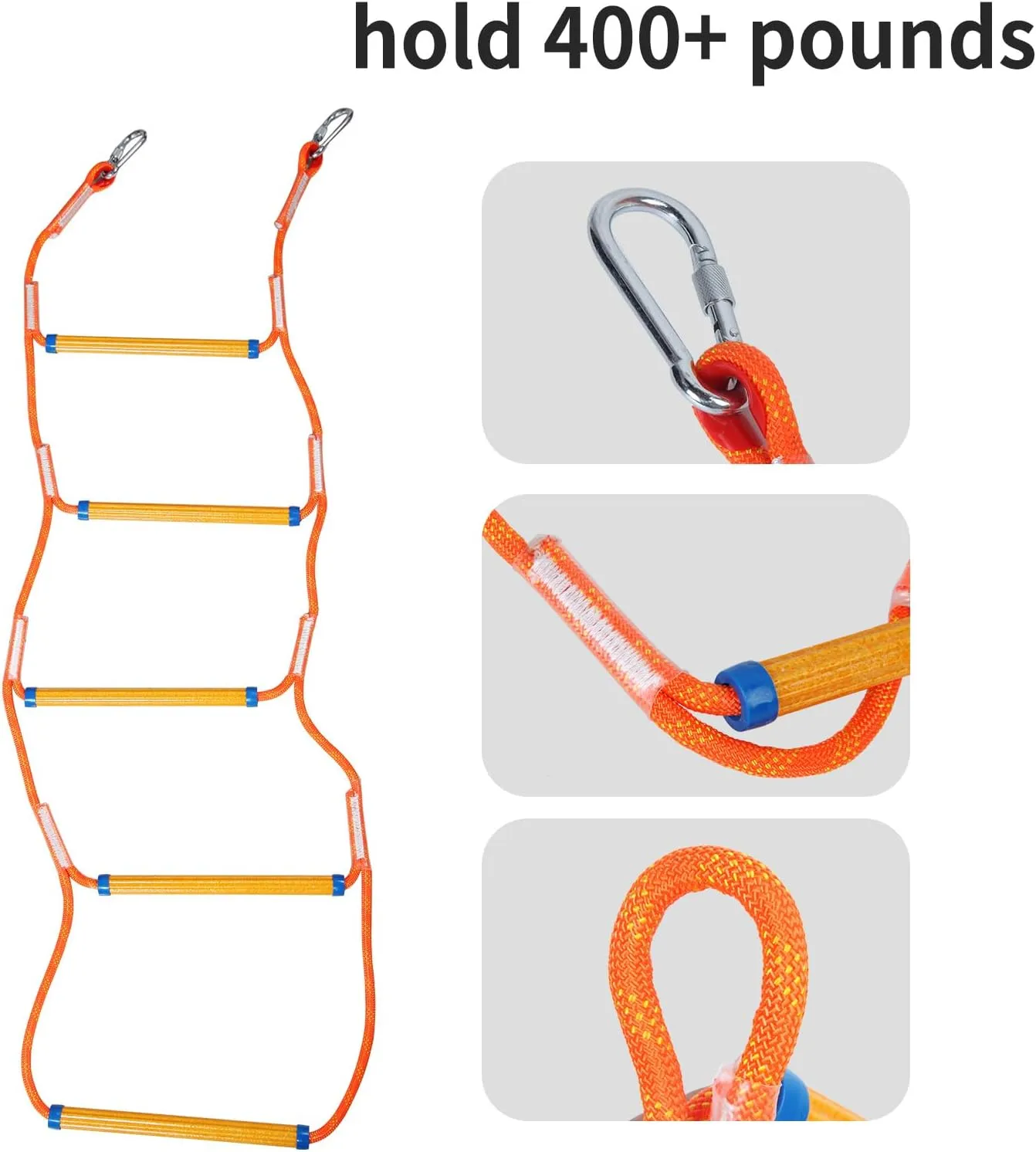Manifish-Made 5 Step Boat Ladder, 51 Inch Rope Ladder for Adult Boat Boarding, Swim Step Dock Ladder Climbing Aider,Outdoor