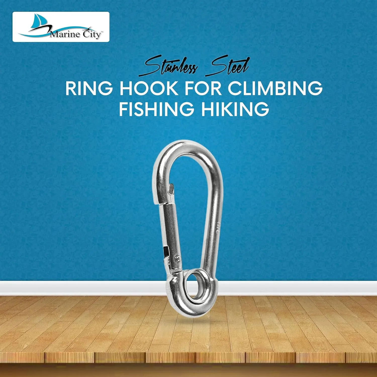 MARINE CITY Carabiner Clip Snap Hook with Ring – 4" 316 Stainless Steel, Rustproof & Heavy Duty, Ideal for Climbing, Fishing, Hiking, Boating, Sailing, Camping