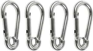 MARINE CITY Carabiner Clip Snap Hook with Ring – 4" 316 Stainless Steel, Rustproof & Heavy Duty, Ideal for Climbing, Fishing, Hiking, Boating, Sailing, Camping