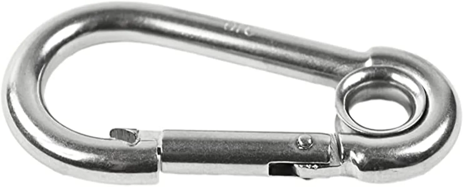 MARINE CITY Carabiner Clip Snap Hook with Ring – 4" 316 Stainless Steel, Rustproof & Heavy Duty, Ideal for Climbing, Fishing, Hiking, Boating, Sailing, Camping