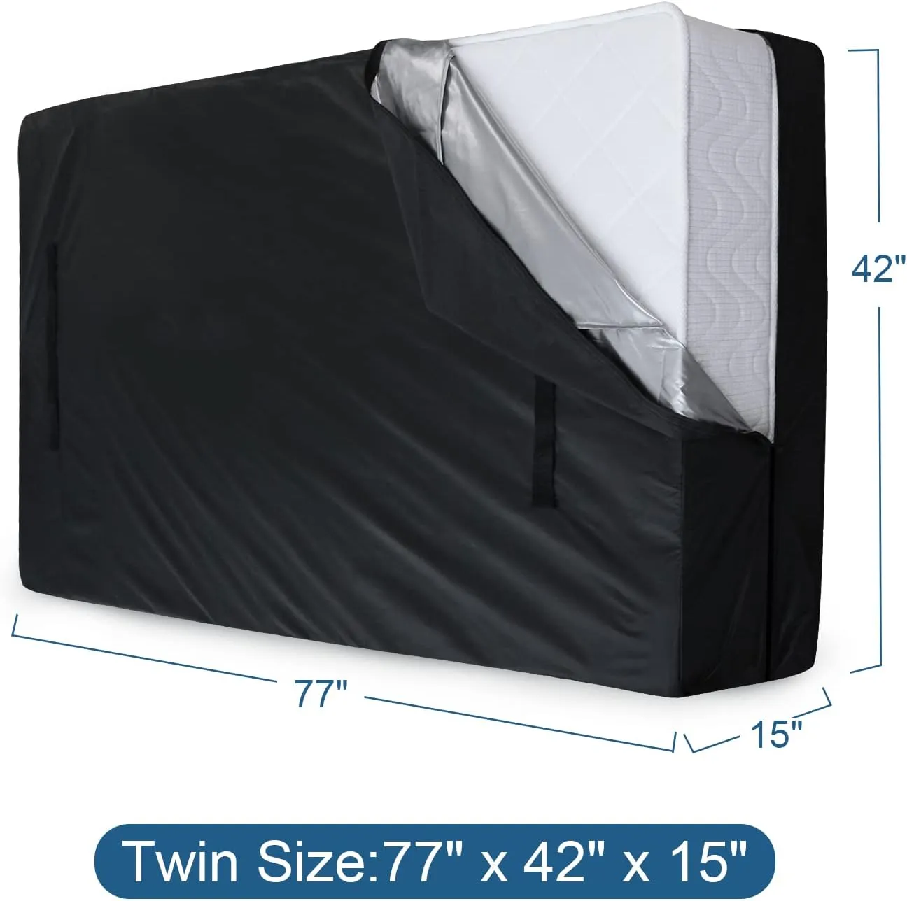 Mattress Bags for Moving and Storage, Heavy Duty Twin Mattress Bag with 4 Strong Handles, Waterproof Mattress Cover/Protector for Moving Twin Size, Reusable Thick Tarp, Black