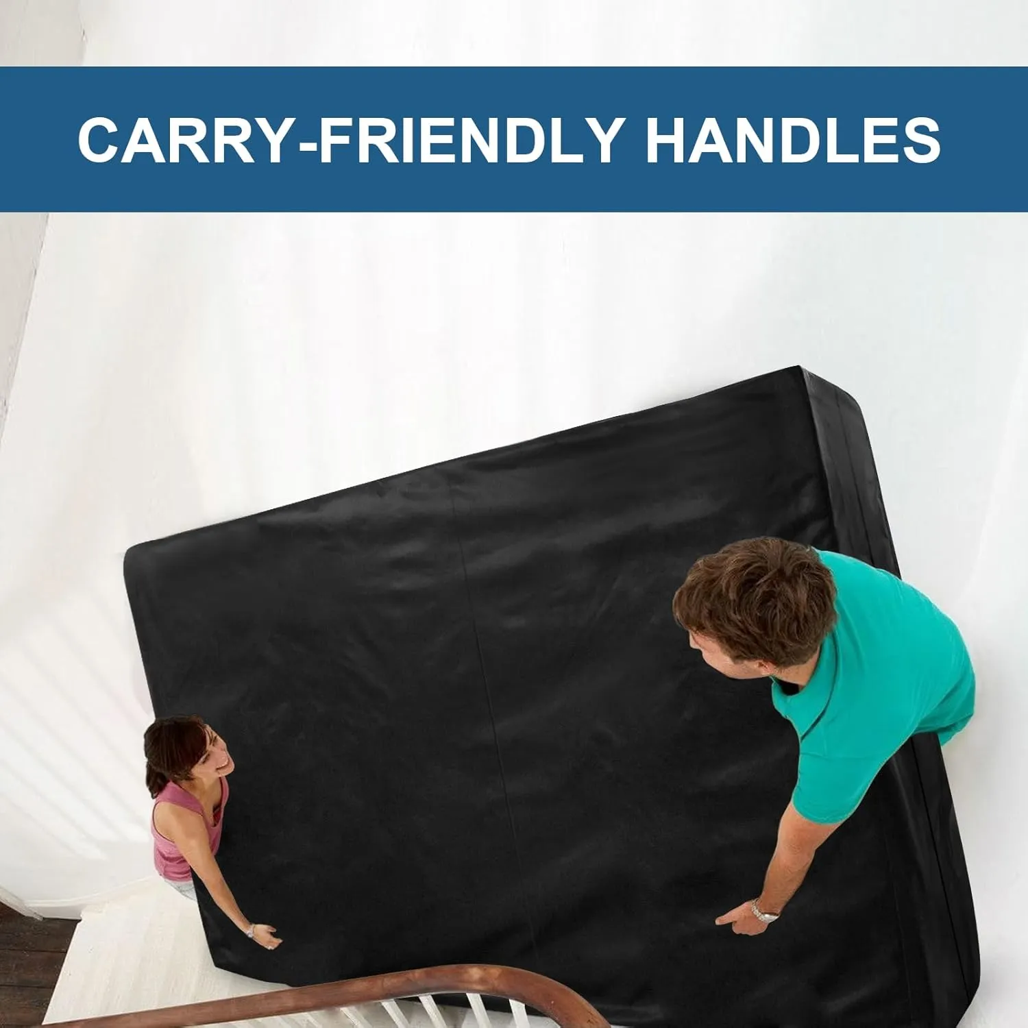 Mattress Bags for Moving and Storage, Heavy Duty Twin Mattress Bag with 4 Strong Handles, Waterproof Mattress Cover/Protector for Moving Twin Size, Reusable Thick Tarp, Black